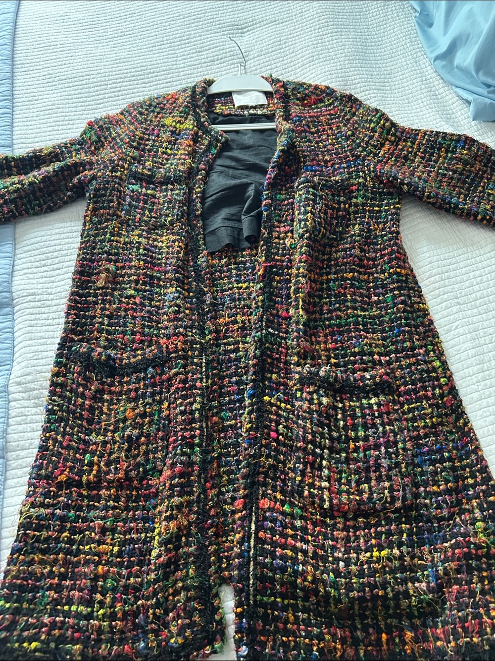Multicolor Anthropologie Tweed Long Coat